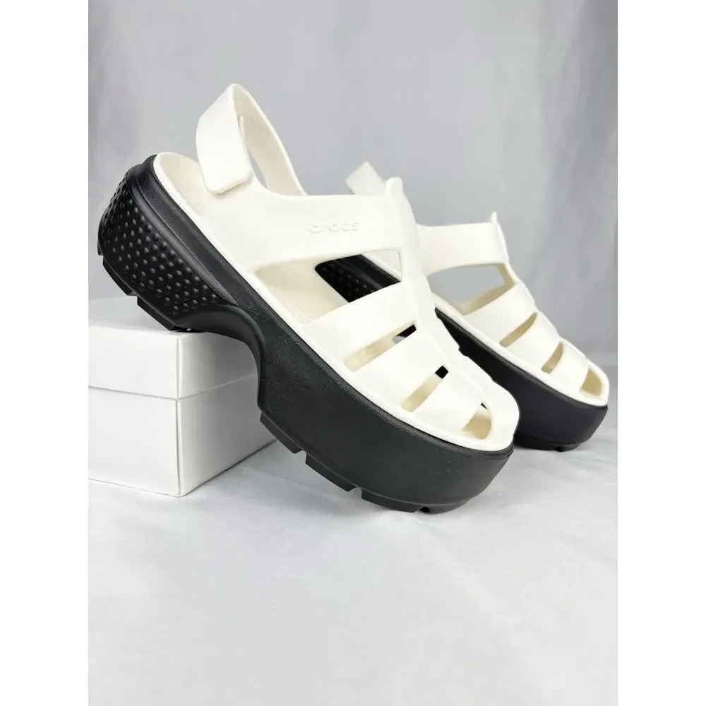Crocs Stomp Fisherman Platform Sandals Chalk 209938-0WV Men’s 8 Women’s 10 New